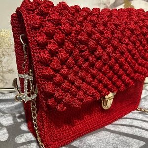 Red Nylon Crochet Bubble Stitch Style Very Popular style. Great for a V-day Gift